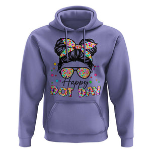 Happy Dot Day Messy Bun Girl Hoodie Colorful Polka Dots TS02 Violet Print Your Wear