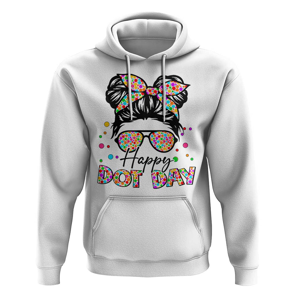 Happy Dot Day Messy Bun Girl Hoodie Colorful Polka Dots TS02 White Print Your Wear