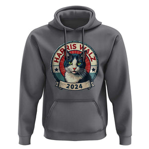 Harris Walz 2024 Hoodie Funny Cat Election Kamala Harris Tim Waltz TS02 Charcoal Print Your Wear