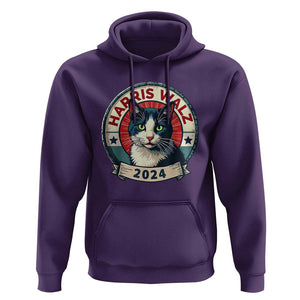 Harris Walz 2024 Hoodie Funny Cat Election Kamala Harris Tim Waltz TS02 Purple Print Your Wear