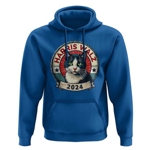Harris Walz 2024 Hoodie Funny Cat Election Kamala Harris Tim Waltz TS02 Royal Blue Print Your Wear