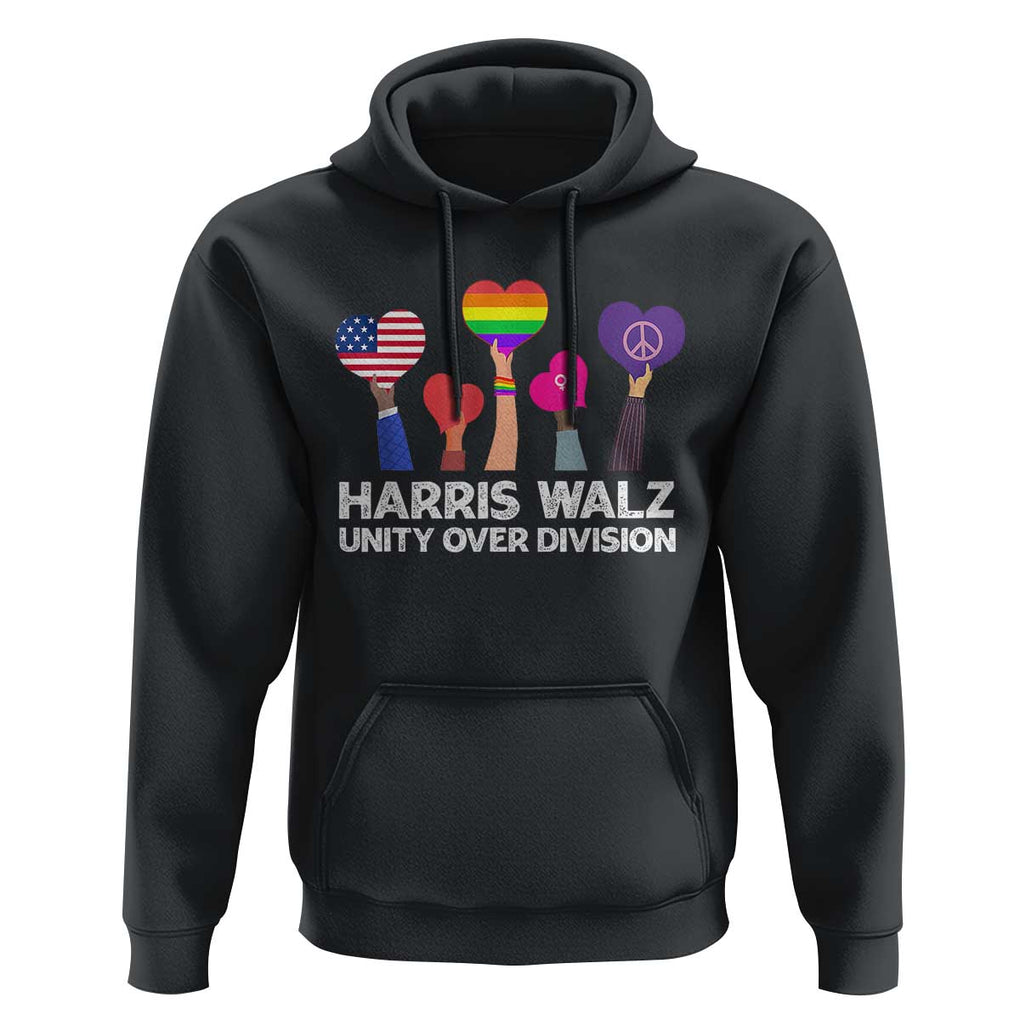Harris Walz 2024 Hoodie Unity Over Division Kamala Tim Waltz TS02 Black Print Your Wear