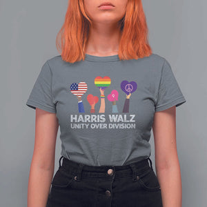 Harris Walz 2024 T Shirt For Women Unity Over Division Kamala Tim Waltz TS02 Charcoal Print Your Wear