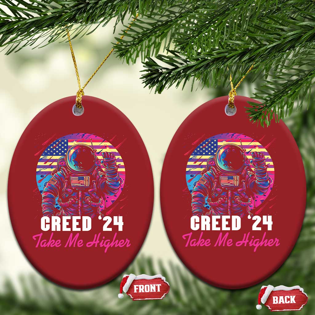 Creed '24 Take Me Higher Christmas Ornament American Astronaut Election 2024 TS02 Oval Red Print Your Wear