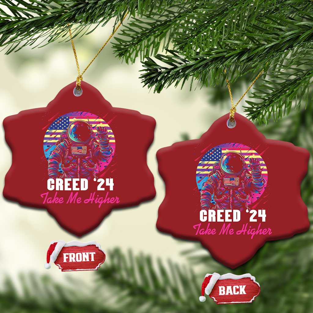 Creed '24 Take Me Higher Christmas Ornament American Astronaut Election 2024 TS02 Snow Flake Red Print Your Wear