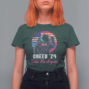 Creed '24 Take Me Higher T Shirt For Women American Astronaut Election 2024 TS02 Dark Forest Green Print Your Wear