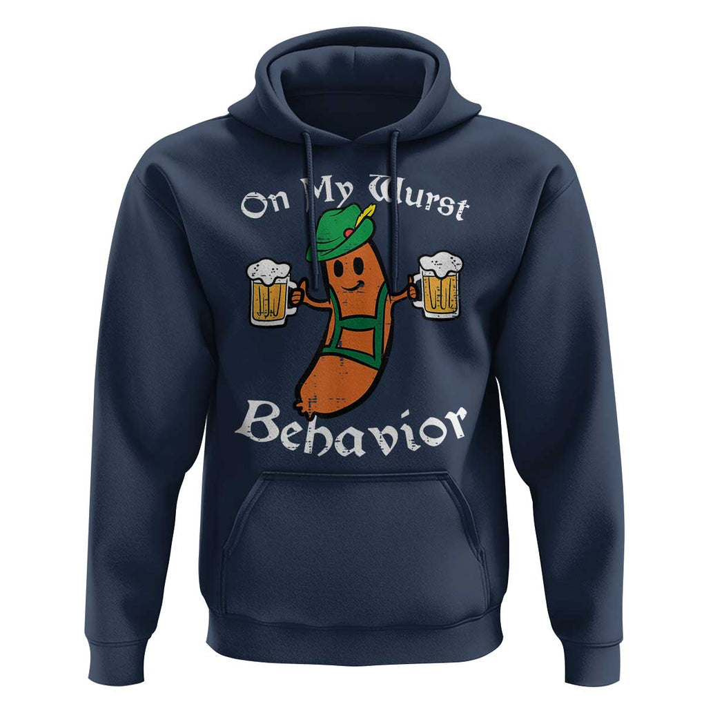 Funny Oktoberfest Hoodie On My Wurst Behavior German Sausage TS02 Navy Print Your Wear