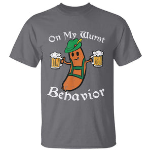 Funny Oktoberfest T Shirt On My Wurst Behavior German Sausage TS02 Charcoal Print Your Wear