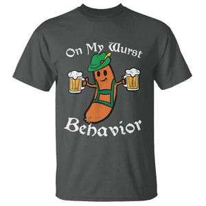 Funny Oktoberfest T Shirt On My Wurst Behavior German Sausage TS02 Dark Heather Print Your Wear