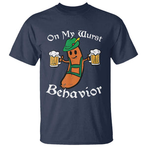 Funny Oktoberfest T Shirt On My Wurst Behavior German Sausage TS02 Navy Print Your Wear