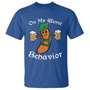 Funny Oktoberfest T Shirt On My Wurst Behavior German Sausage TS02 Royal Blue Print Your Wear