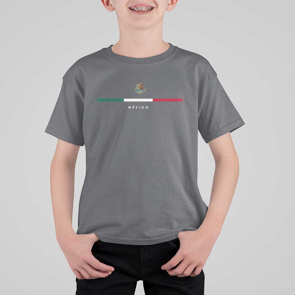 Mexico Pride T Shirt For Kid Mexican Flag Independence Day Hispanic Heritage Minimalism TS02 Charcoal Print Your Wear