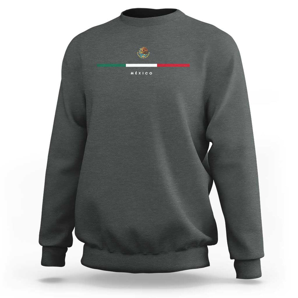 Mexico Pride Sweatshirt Mexican Flag Independence Day Hispanic Heritage Minimalism TS02 Dark Heather Print Your Wear