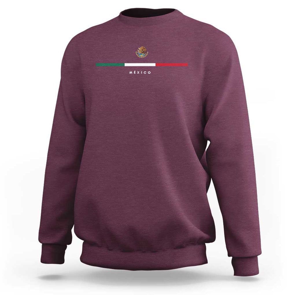 Mexico Pride Sweatshirt Mexican Flag Independence Day Hispanic Heritage Minimalism TS02 Maroon Print Your Wear
