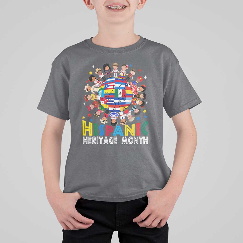 Hispanic Heritage Month T Shirt For Kid Herencia Hispana Celebration Hispanic Americans TS02 Charcoal Print Your Wear