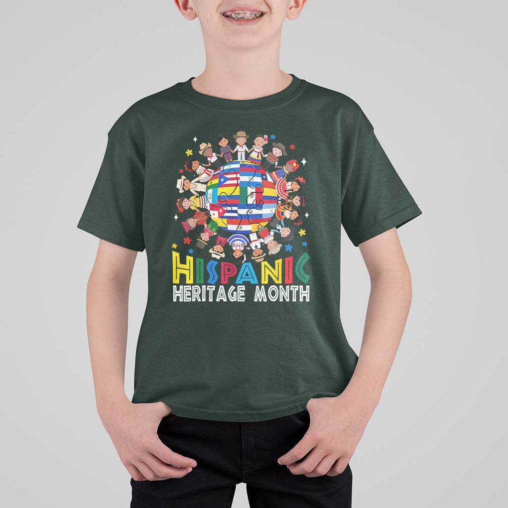 Hispanic Heritage Month T Shirt For Kid Herencia Hispana Celebration Hispanic Americans TS02 Dark Forest Green Print Your Wear