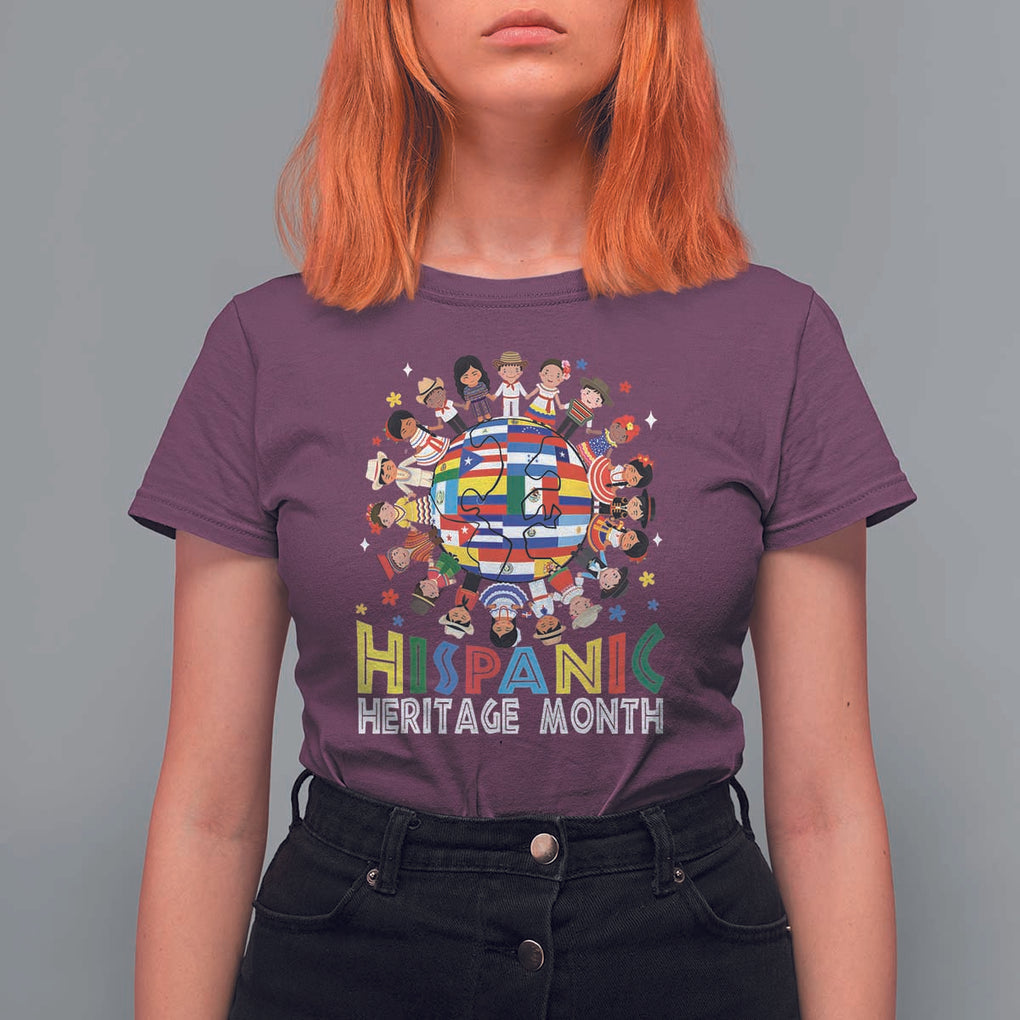 Hispanic Heritage Month T Shirt For Women Herencia Hispana Celebration Hispanic Americans TS02 Maroon Print Your Wear