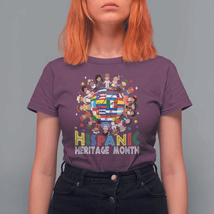 Hispanic Heritage Month T Shirt For Women Herencia Hispana Celebration Hispanic Americans TS02 Maroon Print Your Wear