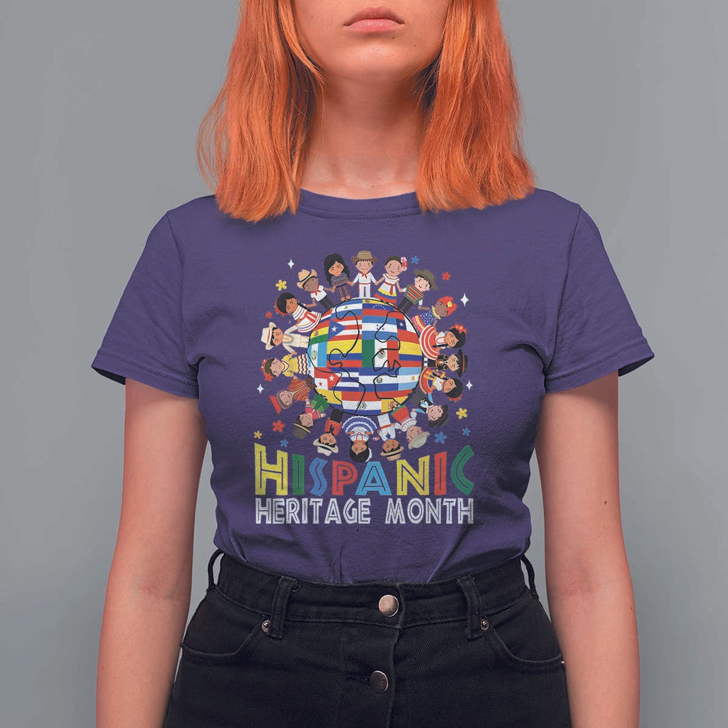 Hispanic Heritage Month T Shirt For Women Herencia Hispana Celebration Hispanic Americans TS02 Purple Print Your Wear