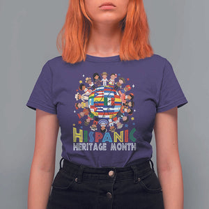 Hispanic Heritage Month T Shirt For Women Herencia Hispana Celebration Hispanic Americans TS02 Purple Print Your Wear