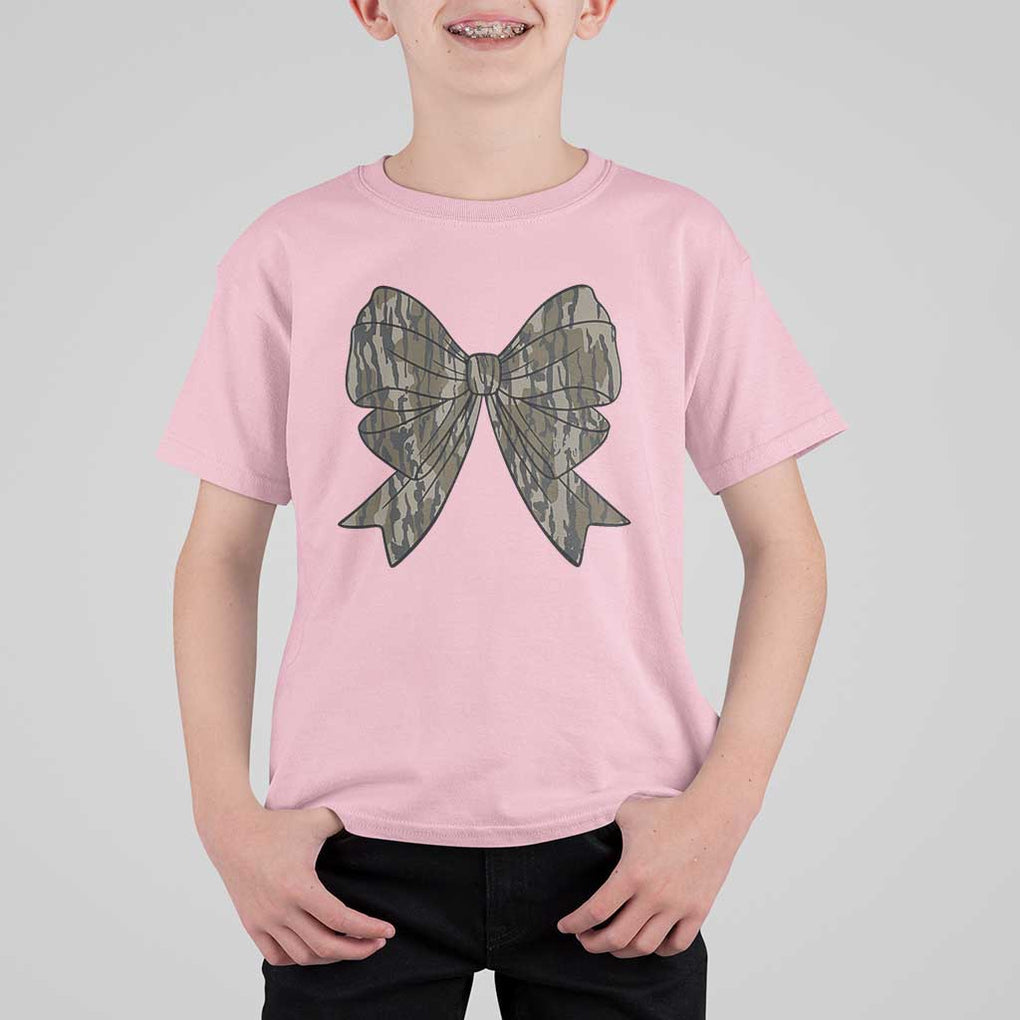 Camo Coquette Bow Duck Hunting T Shirt For Kid Retro Camouflage TS02 Light Pink Print Your Wear