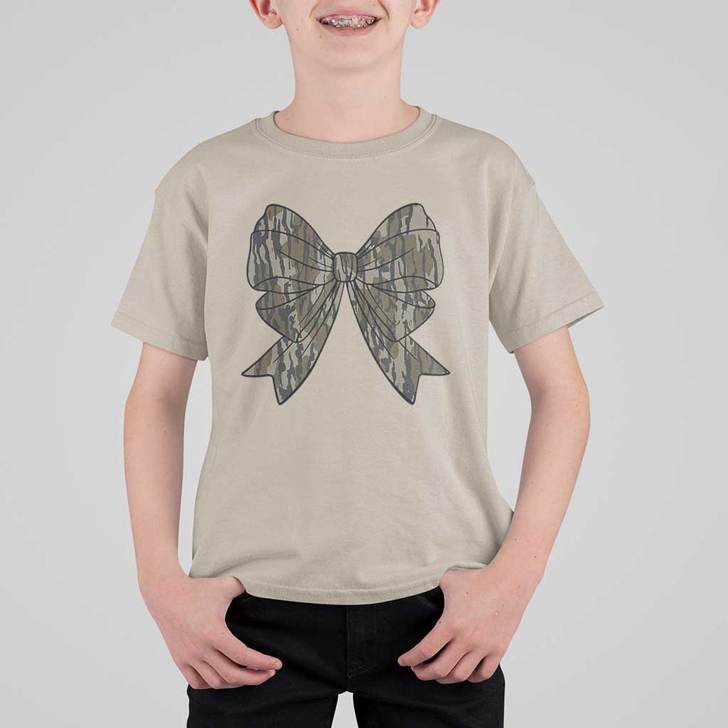 Camo Coquette Bow Duck Hunting T Shirt For Kid Retro Camouflage TS02 Sand Print Your Wear