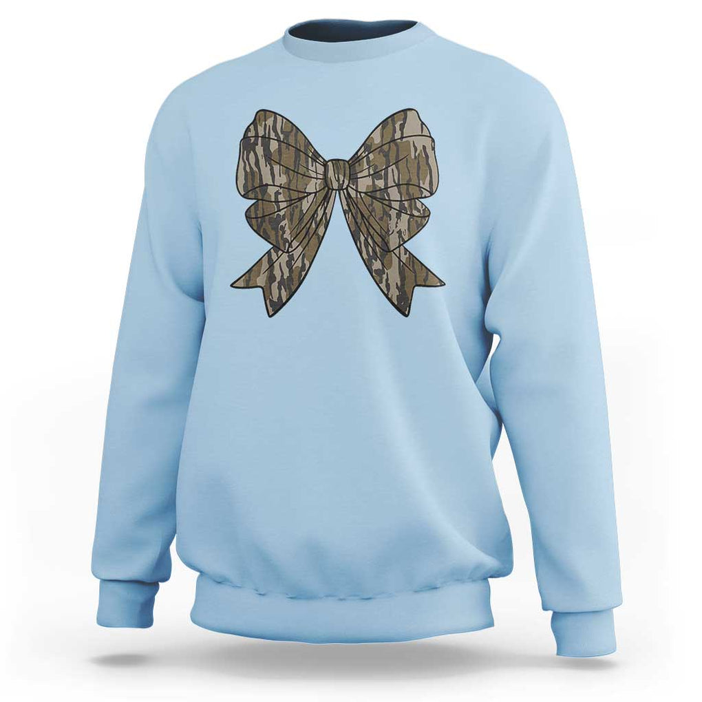Camo Coquette Bow Duck Hunting Sweatshirt Retro Camouflage TS02 Light Blue Print Your Wear