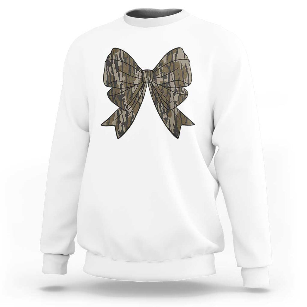 Camo Coquette Bow Duck Hunting Sweatshirt Retro Camouflage TS02 White Print Your Wear