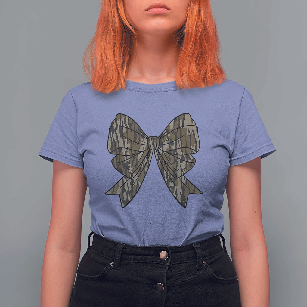 Camo Coquette Bow Duck Hunting T Shirt For Women Retro Camouflage TS02 Violet Print Your Wear
