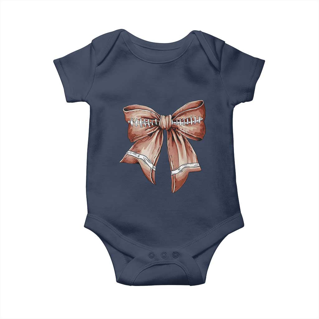 Coquette Bow Pumpkin American Football Baby Onesie Retro Thanksgiving Autumn Vibe TS02 Navy Print Your Wear