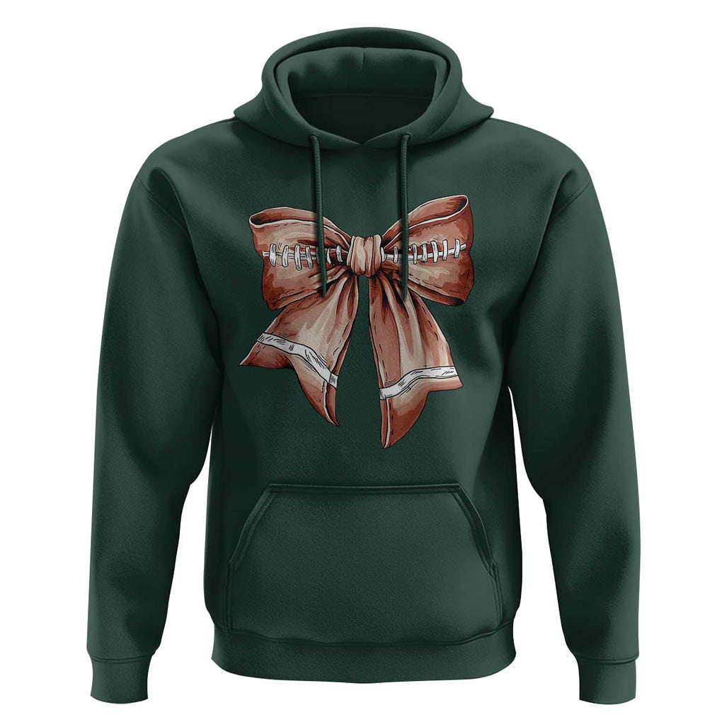 Coquette Bow Pumpkin American Football Hoodie Retro Thanksgiving Autumn Vibe TS02 Dark Forest Green Print Your Wear