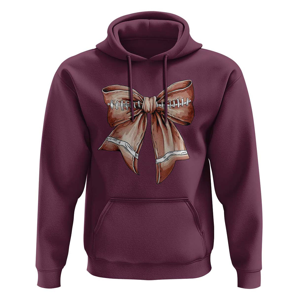 Coquette Bow Pumpkin American Football Hoodie Retro Thanksgiving Autumn Vibe TS02 Maroon Print Your Wear