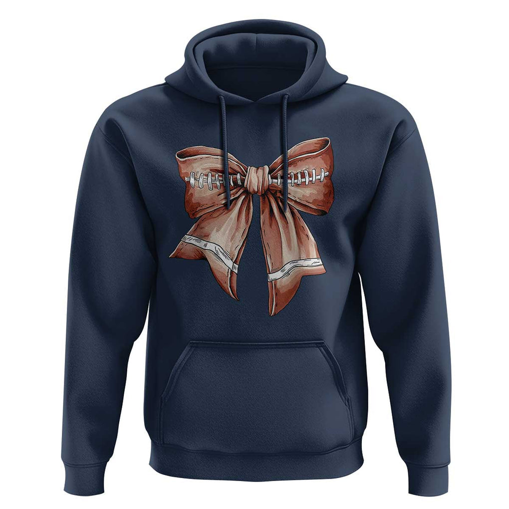 Coquette Bow Pumpkin American Football Hoodie Retro Thanksgiving Autumn Vibe TS02 Navy Print Your Wear