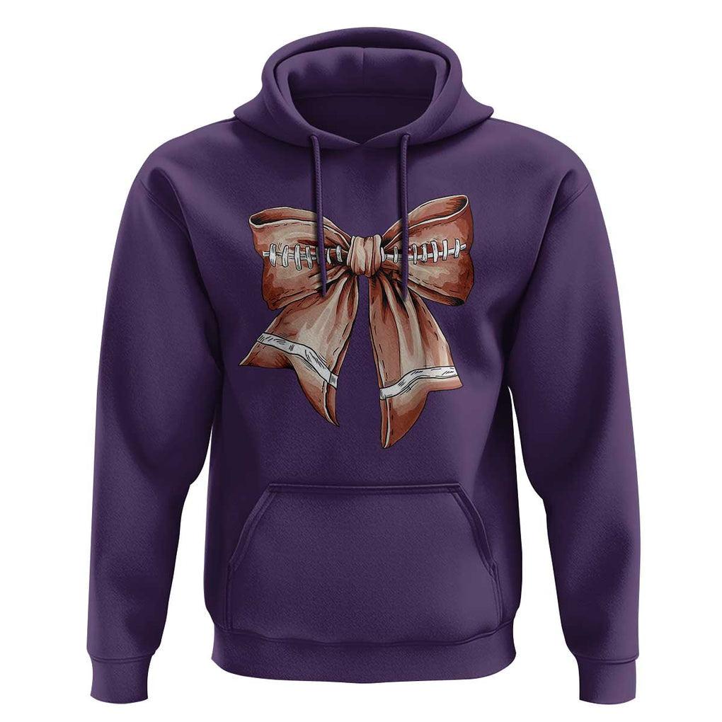 Coquette Bow Pumpkin American Football Hoodie Retro Thanksgiving Autumn Vibe TS02 Purple Print Your Wear
