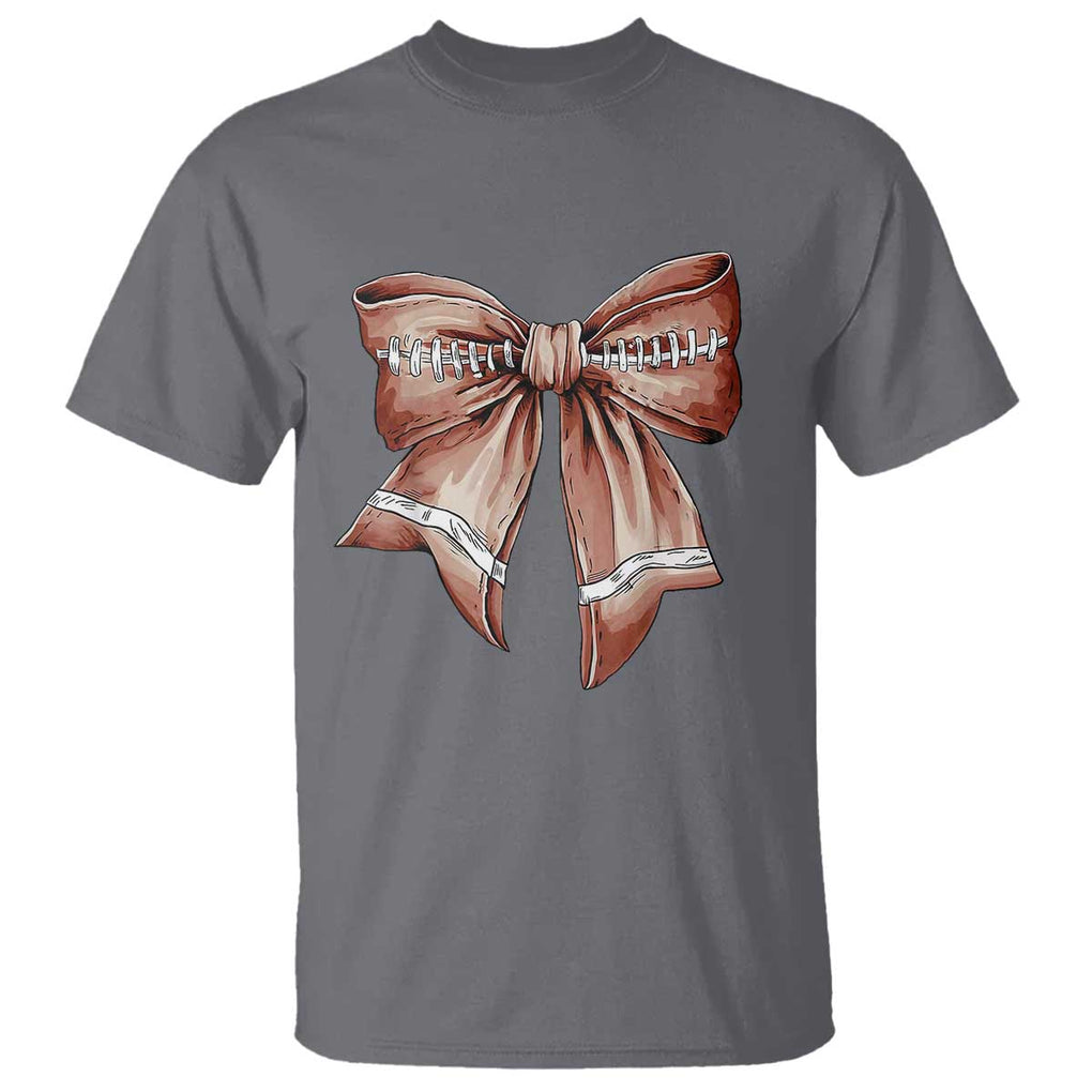 Coquette Bow Pumpkin American Football T Shirt Retro Thanksgiving Autumn Vibe TS02 Charcoal Print Your Wear