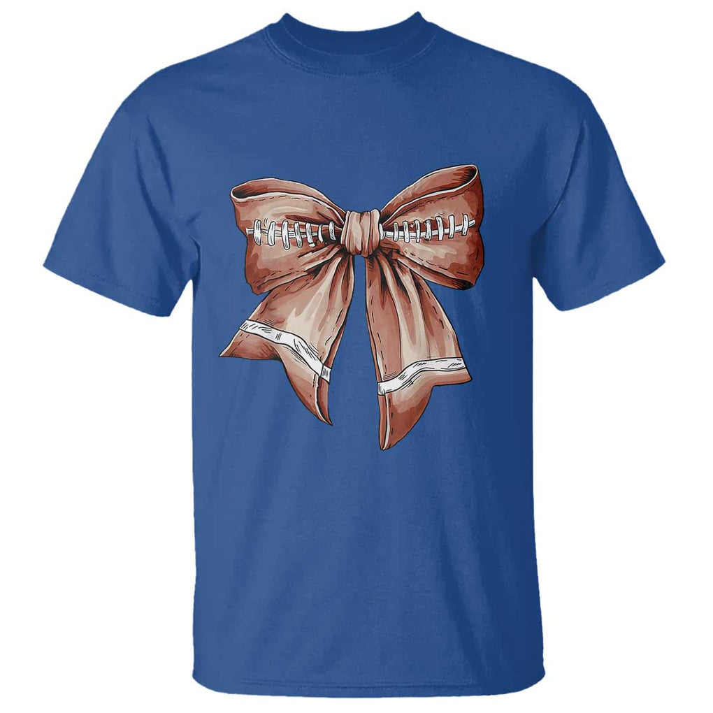Coquette Bow Pumpkin American Football T Shirt Retro Thanksgiving Autumn Vibe TS02 Royal Blue Print Your Wear