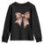 Coquette Bow Pumpkin American Football Youth Sweatshirt Retro Thanksgiving Autumn Vibe TS02 Black Print Your Wear