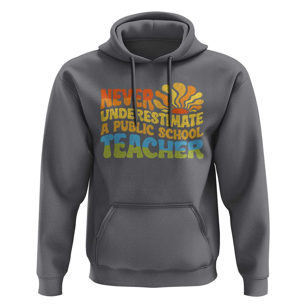 Never Underestimate A Public School Teacher Hoodie Tim Walz 2024 Saying Public Education TS02 Charcoal Print Your Wear