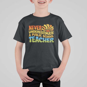 Never Underestimate A Public School Teacher T Shirt For Kid Tim Walz 2024 Saying Public Education TS02 Black Print Your Wear