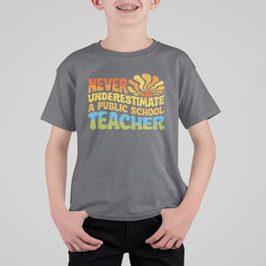 Never Underestimate A Public School Teacher T Shirt For Kid Tim Walz 2024 Saying Public Education TS02 Charcoal Print Your Wear