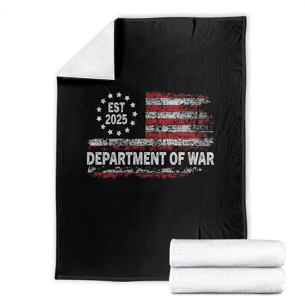 Department of War Est 2025 Throw Blanket Patriotic Military Vintage Grunge American Flag TS02 Black Print Your Wear