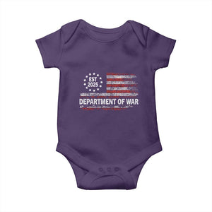 Department of War Est 2025 Baby Onesie Patriotic Military Vintage Grunge American Flag TS02 Purple Print Your Wear