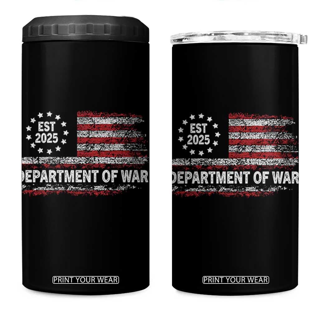 Department of War Est 2025 4 in 1 Can Cooler Tumbler Patriotic Military Vintage Grunge American Flag TS02 One Size: 16 oz Black Print Your Wear