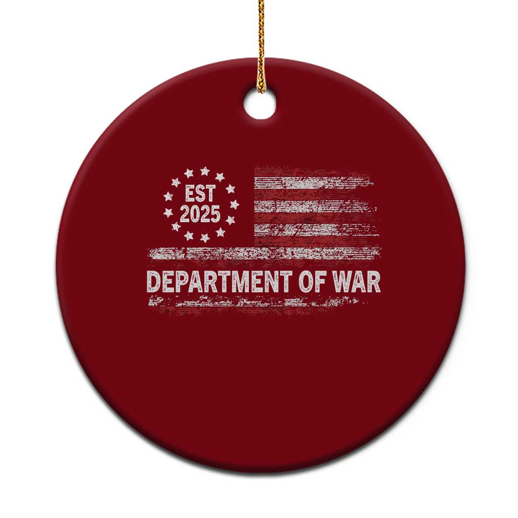 Department of War Est 2025 Ceramic Ornament Patriotic Military Vintage Grunge American Flag TS02 1pc Red Print Your Wear