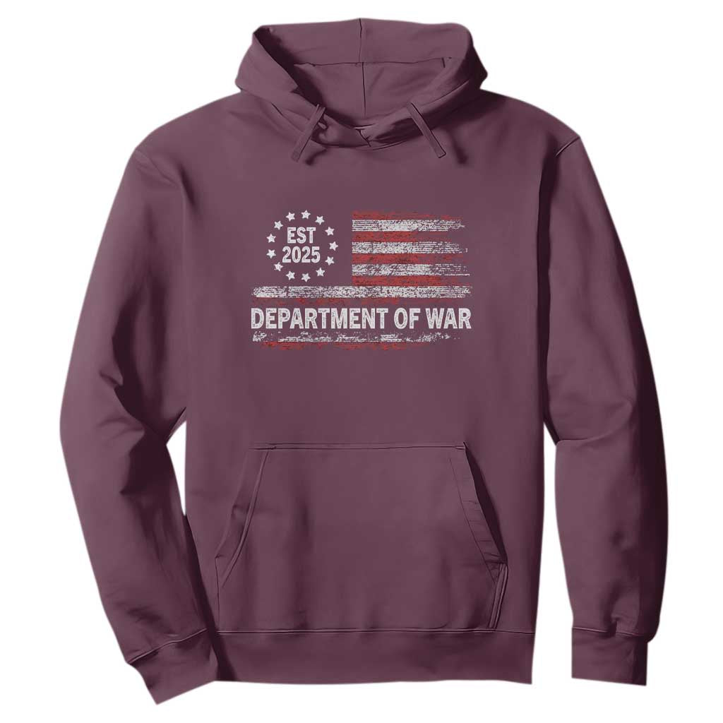 Department of War Est 2025 Hoodie Patriotic Military Vintage Grunge American Flag TS02 Maroon Print Your Wear