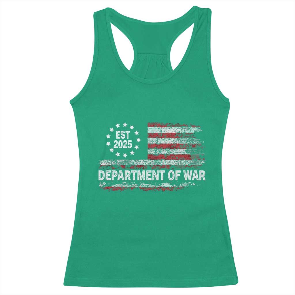 Department of War Est 2025 Racerback Tank Top Patriotic Military Vintage Grunge American Flag TS02 Irish Green Print Your Wear