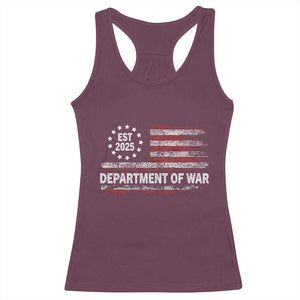 Department of War Est 2025 Racerback Tank Top Patriotic Military Vintage Grunge American Flag TS02 Maroon Print Your Wear