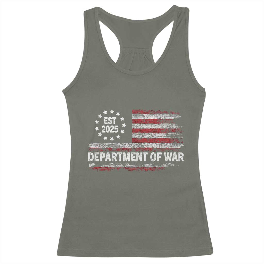 Department of War Est 2025 Racerback Tank Top Patriotic Military Vintage Grunge American Flag TS02 Military Green Print Your Wear