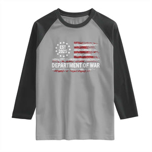 Department of War Est 2025 Raglan Shirt Patriotic Military Vintage Grunge American Flag TS02 Sport Gray Black Print Your Wear