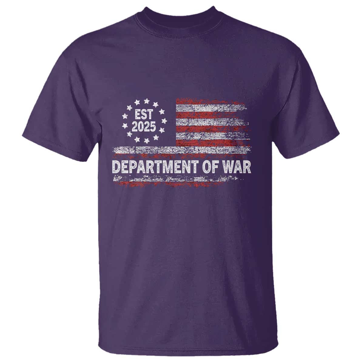 Department of War Est 2025 T Shirt Patriotic Military Vintage Grunge American Flag TS02 Purple Print Your Wear